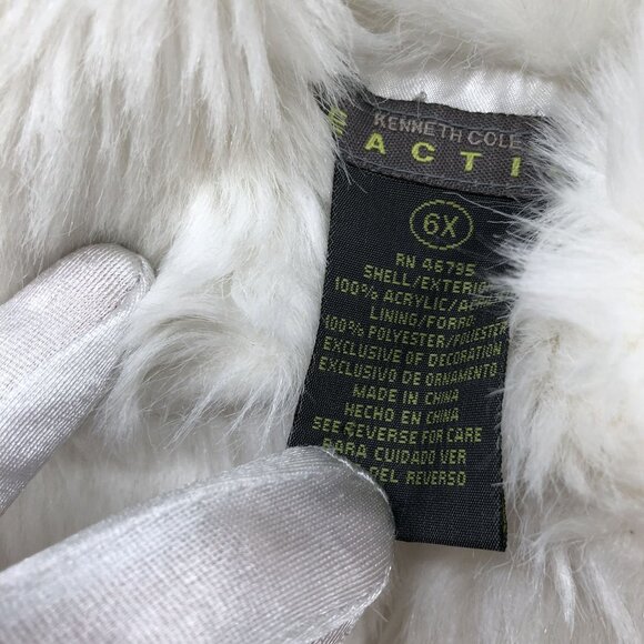 Kenneth Cole Reaction Girls 6X Faux Fur White Shrug Short Sleeve Jacket Formal - Picture 5 of 7